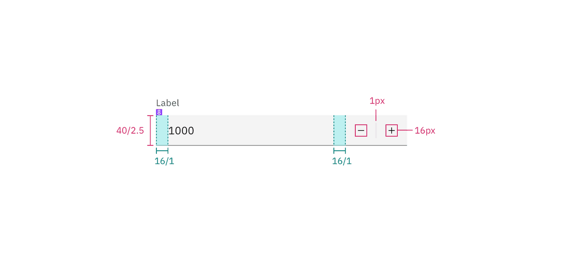 Structure and spacing for number input