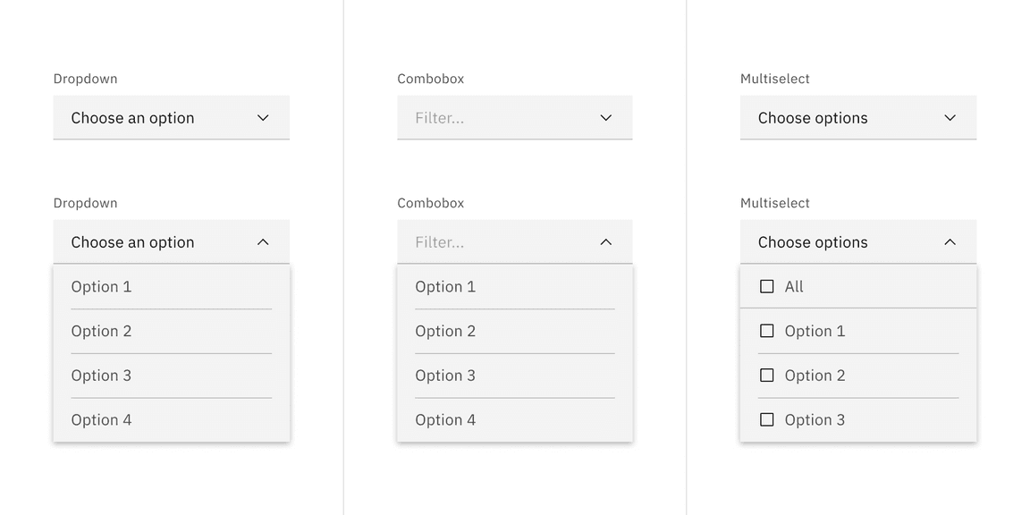 Default dropdown variant examples